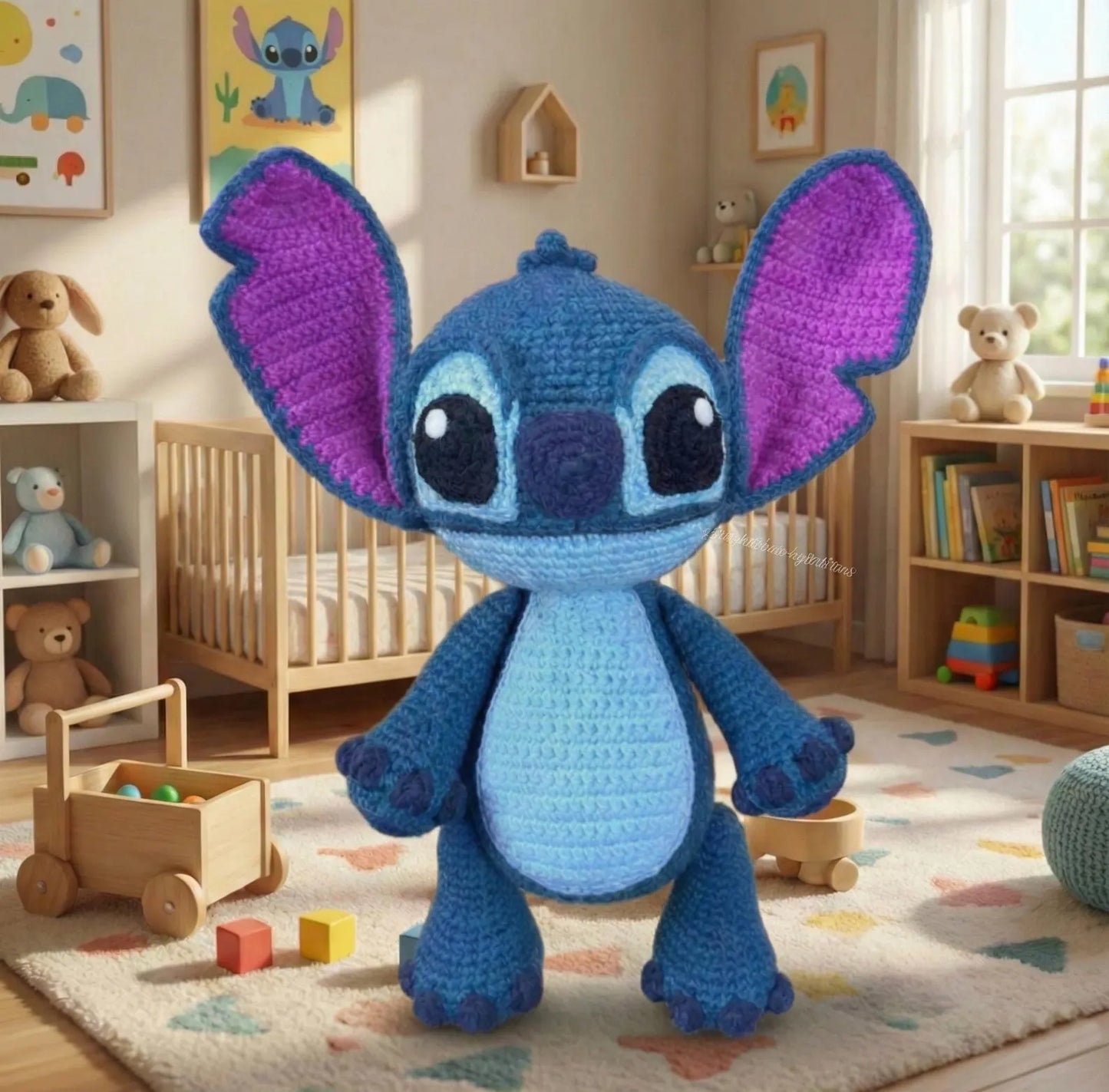 Stitch Amigurumi Häkelanleitung PDF: Blaues Alien Plüsch - Englisch, Deutsch, Französisch