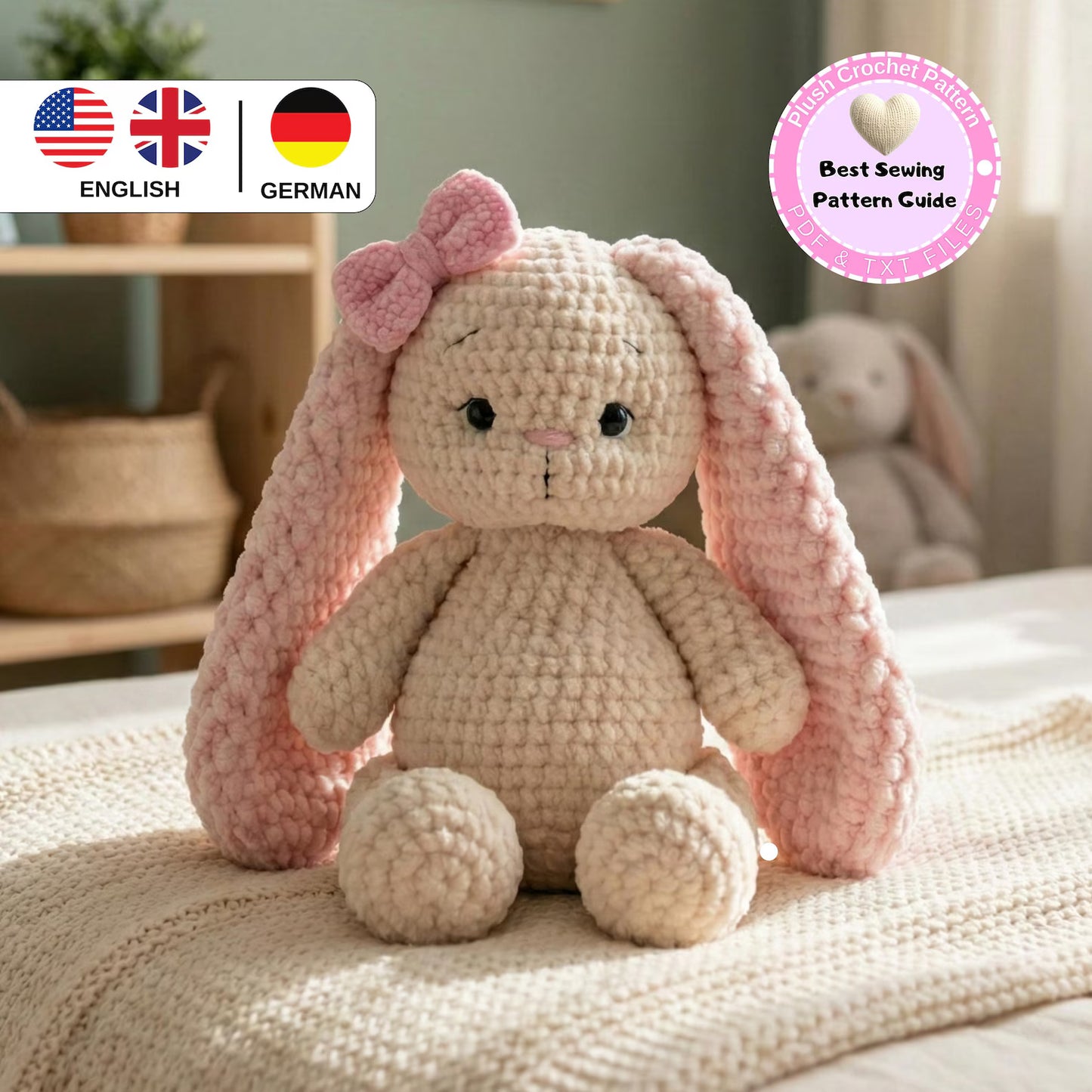 Häkelanleitung Häschen PDF, Amigurumi Häschen Häkelanleitung Spielzeug, Häkelanleitung für Anfänger, Osterhase häkeln, Häkelanleitung