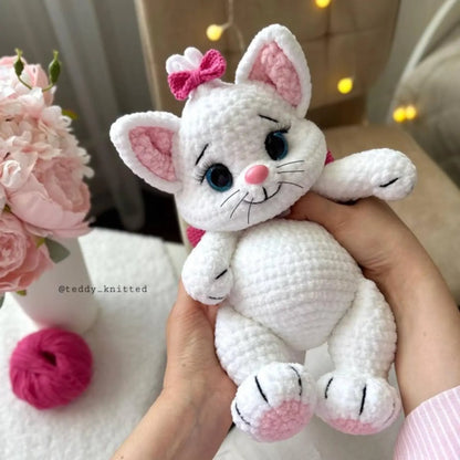 Häkelanleitung für eine Katze: Kätzchen mit Schleife – Einfaches Plüsch-Amigurumi-Kätzchen