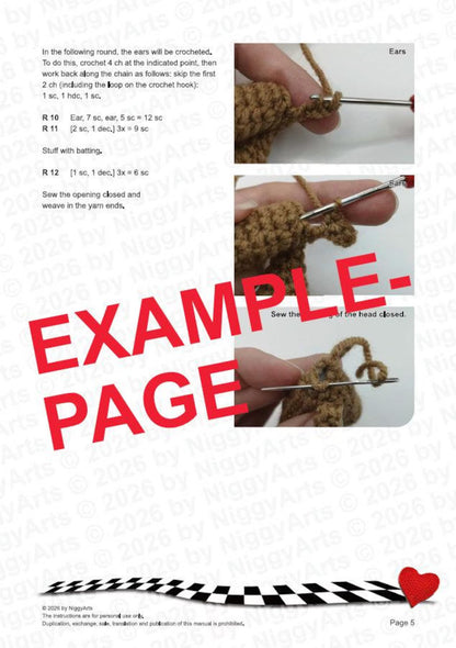 Mini-Elch fast ohne Zusammennähen PDF Häkelanleitung | einfaches Amigurumi häkeln| Häkeltier Häkeltutorial in deutsch und englisch