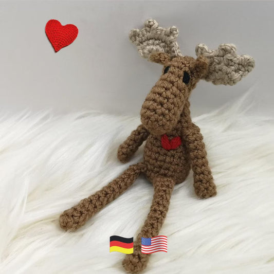 Mini-Elch fast ohne Zusammennähen PDF Häkelanleitung | einfaches Amigurumi häkeln| Häkeltier Häkeltutorial in deutsch und englisch