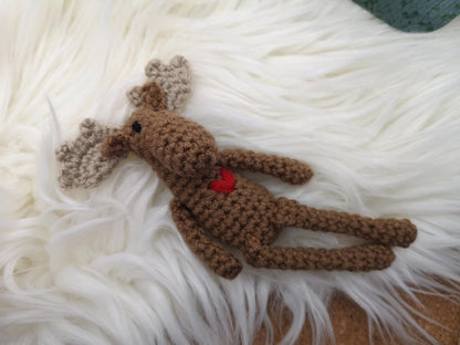 Mini-Elch fast ohne Zusammennähen PDF Häkelanleitung | einfaches Amigurumi häkeln| Häkeltier Häkeltutorial in deutsch und englisch