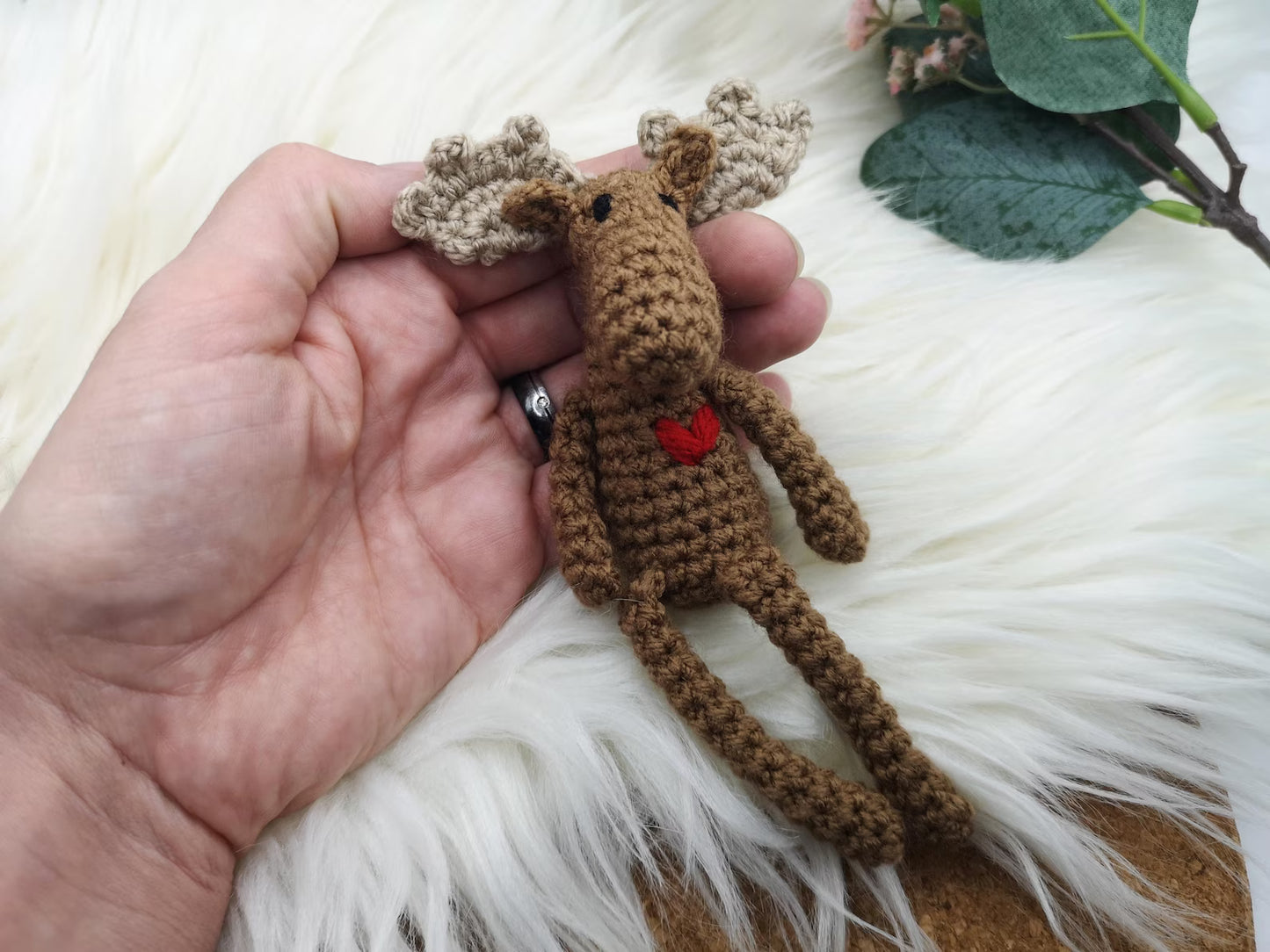 Mini-Elch fast ohne Zusammennähen PDF Häkelanleitung | einfaches Amigurumi häkeln| Häkeltier Häkeltutorial in deutsch und englisch