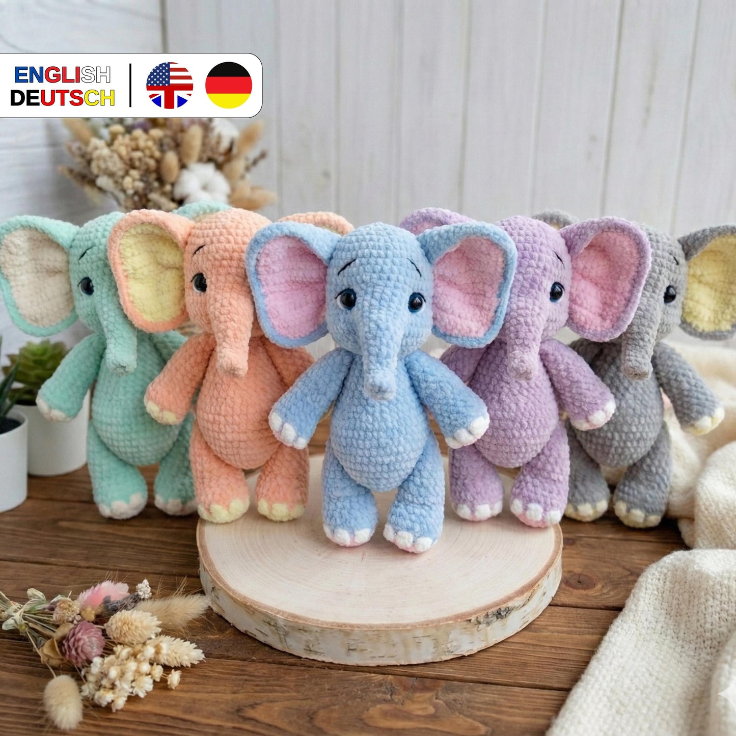 Elefant Häkelanleitung PDF - Anleitung für handgemachte Plüschtiere