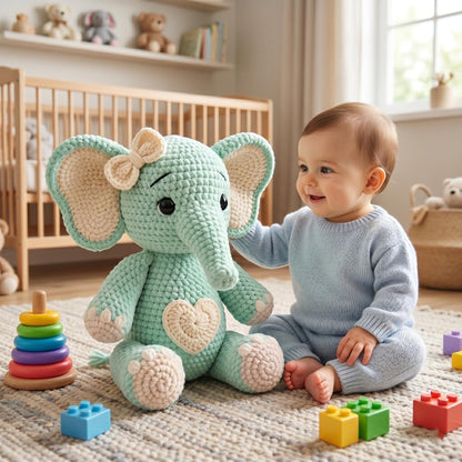 Einfaches häkeln Elefanten Muster, Amigurumi Digital Download PDF, süßes Tierspielzeug, Patron häkeln Elefanten, neues Baby Geschenk