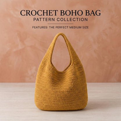 Häkelanleitung für eine Hobo-Tasche (PDF), lässige Tragetasche, einfache lässige Handtasche, nur auf Englisch, US-amerikanische Häkelbegriffe, 3 Größen (Klein, Mittel, Groß)