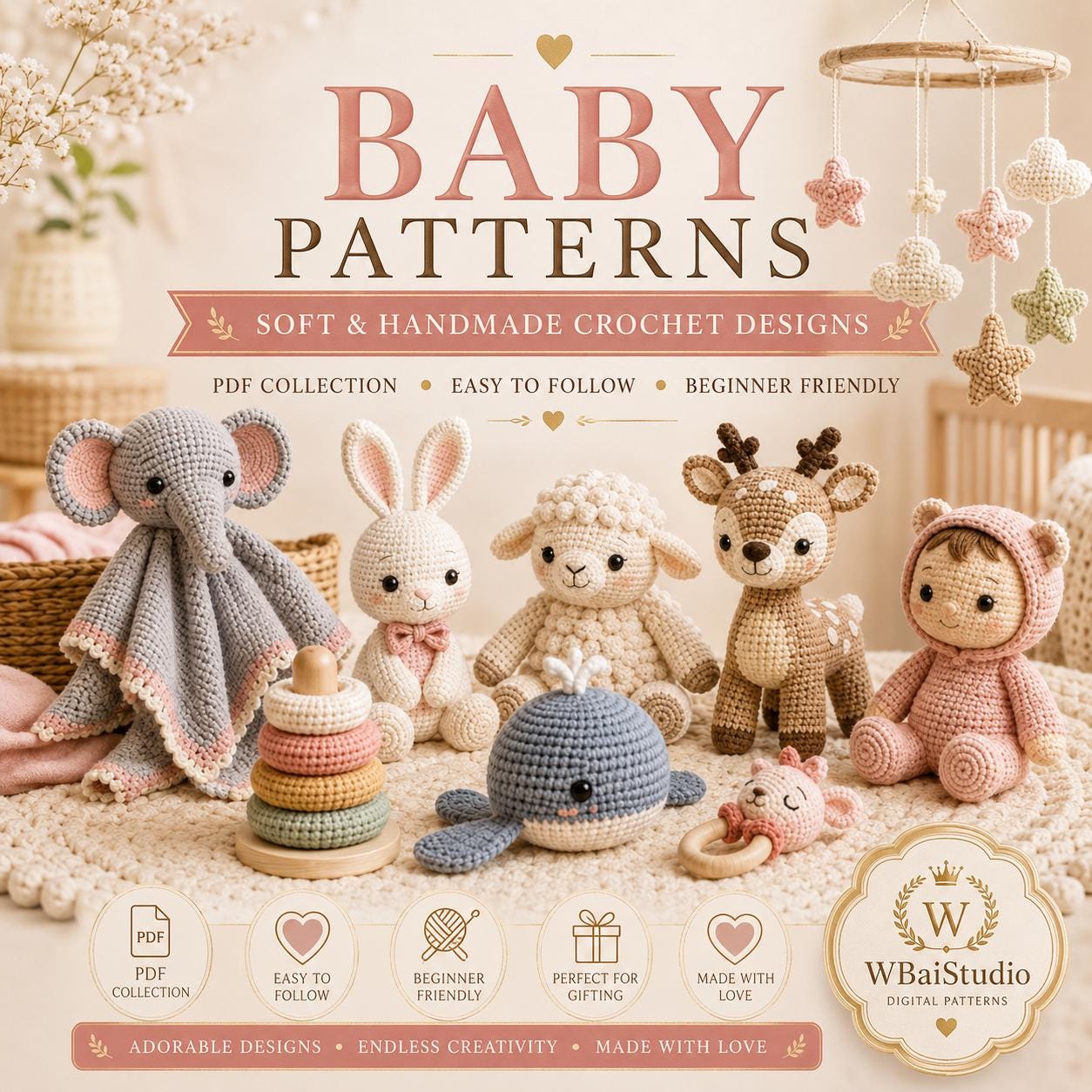 Mega-Häkelmuster-Bundle (PDF) | Amigurumi-Muster-Megasammlung | Anfängerfreundliches Plüschtier-Muster | Niedliches Tier | Sofort-Download