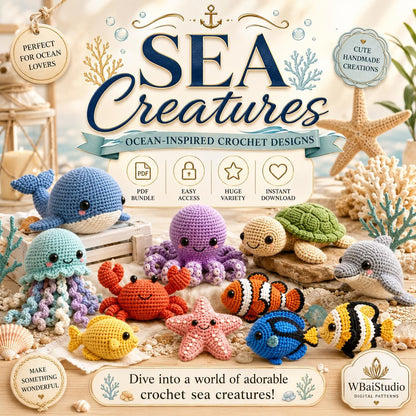 Mega-Häkelmuster-Bundle (PDF) | Amigurumi-Muster-Megasammlung | Anfängerfreundliches Plüschtier-Muster | Niedliches Tier | Sofort-Download