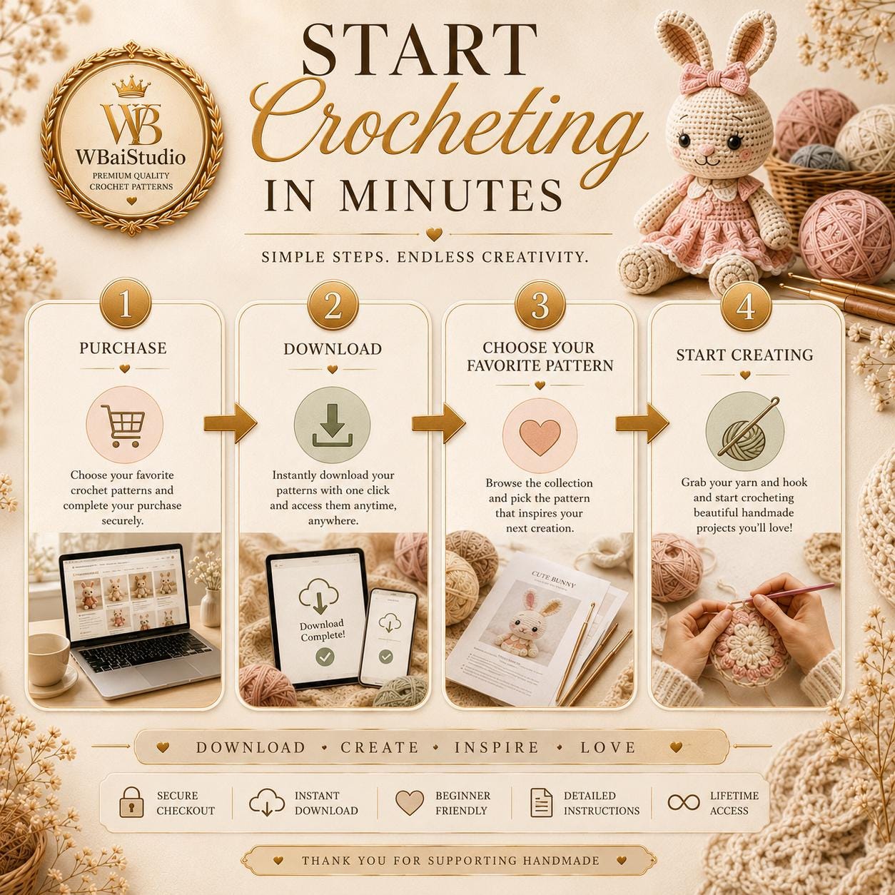Mega-Häkelmuster-Bundle (PDF) | Amigurumi-Muster-Megasammlung | Anfängerfreundliches Plüschtier-Muster | Niedliches Tier | Sofort-Download