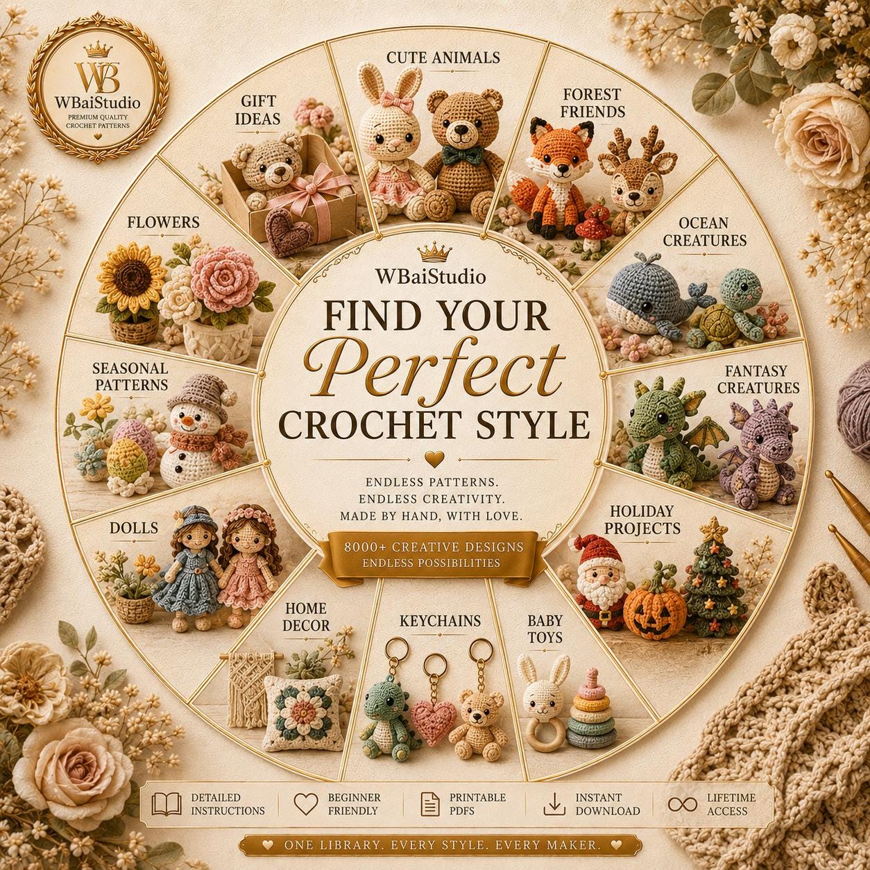 Mega-Häkelmuster-Bundle (PDF) | Amigurumi-Muster-Megasammlung | Anfängerfreundliches Plüschtier-Muster | Niedliches Tier | Sofort-Download