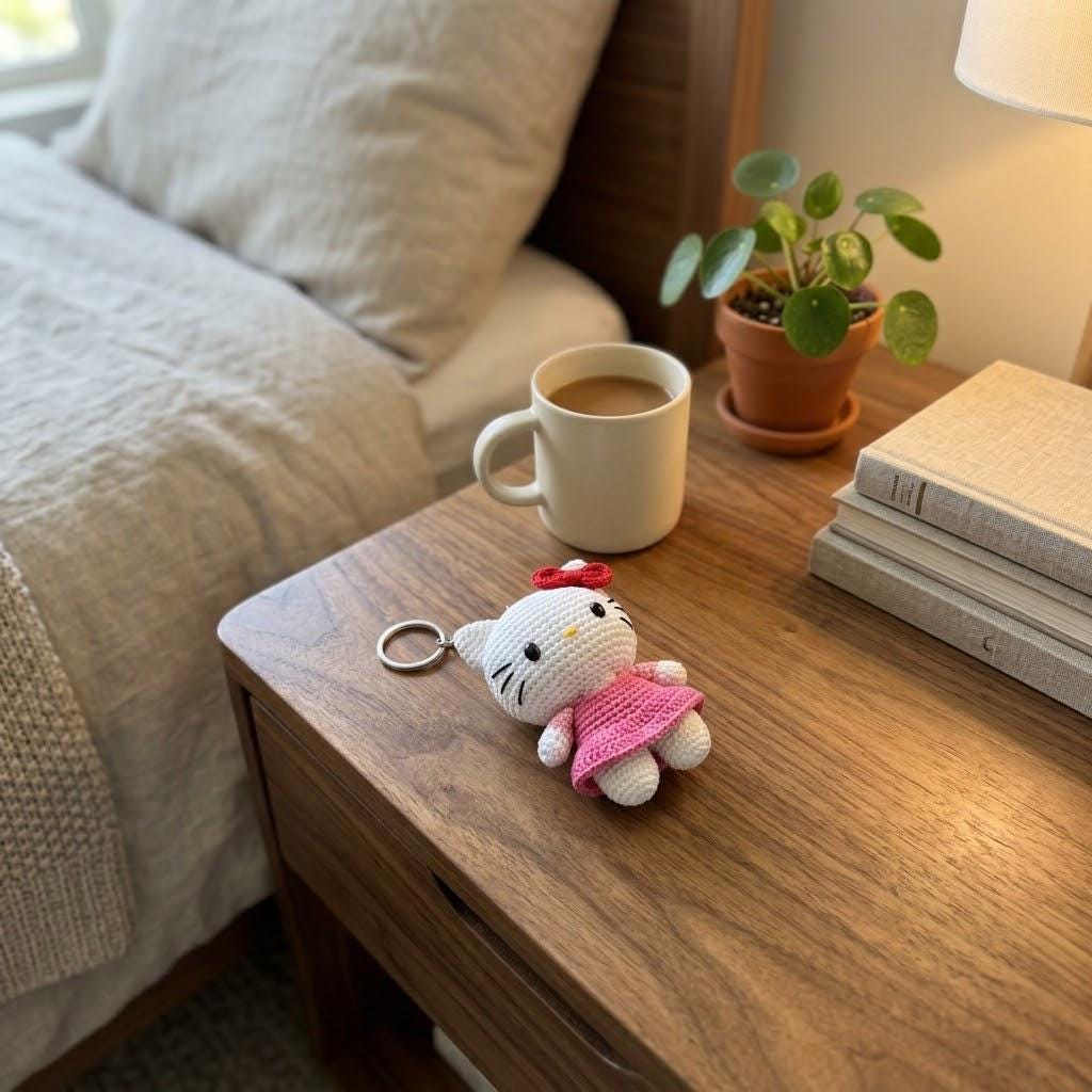 Häkelanleitung für einen Katzen-Schlüsselanhänger, Mini-Kätzchen-Amigurumi-PDF, Anleitung für einen Katzen-Taschenanhänger, einfacher Häkel-Schlüsselanhänger, digitaler Download.