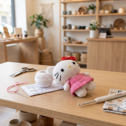 Häkelanleitung für einen Katzen-Schlüsselanhänger, Mini-Kätzchen-Amigurumi-PDF, Anleitung für einen Katzen-Taschenanhänger, einfacher Häkel-Schlüsselanhänger, digitaler Download.