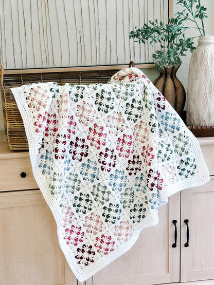 HÄKELANLEITUNG + VIDEO: Blossom Granny Square-Decke | Flower Granny Square-Decke | 9 Größen von Lovey bis Twin | Sofortiger PDF-Download