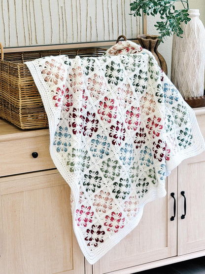 HÄKELANLEITUNG + VIDEO: Blossom Granny Square-Decke | Flower Granny Square-Decke | 9 Größen von Lovey bis Twin | Sofortiger PDF-Download