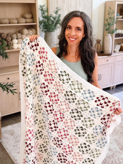 HÄKELANLEITUNG + VIDEO: Blossom Granny Square-Decke | Flower Granny Square-Decke | 9 Größen von Lovey bis Twin | Sofortiger PDF-Download