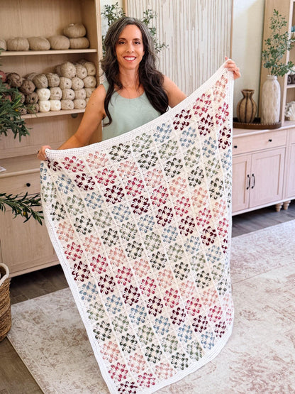 HÄKELANLEITUNG + VIDEO: Blossom Granny Square-Decke | Flower Granny Square-Decke | 9 Größen von Lovey bis Twin | Sofortiger PDF-Download