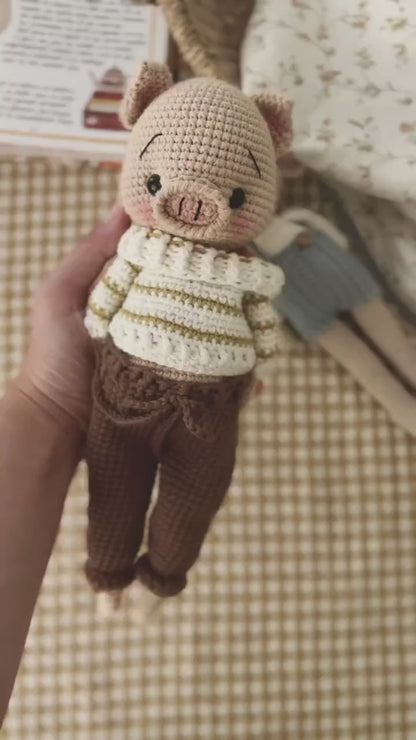Häkelanleitung, Häkelanleitung, ELLIOT das Erdbeerferkel, ENGLISCHE Häkelanleitung, Amigurumi, Deutsche Anleitung