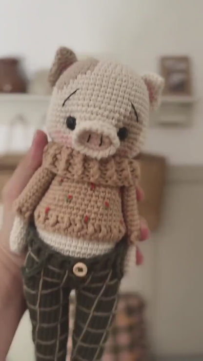 Häkelanleitung, Häkelanleitung, ELLIOT das Erdbeerferkel, ENGLISCHE Häkelanleitung, Amigurumi, Deutsche Anleitung