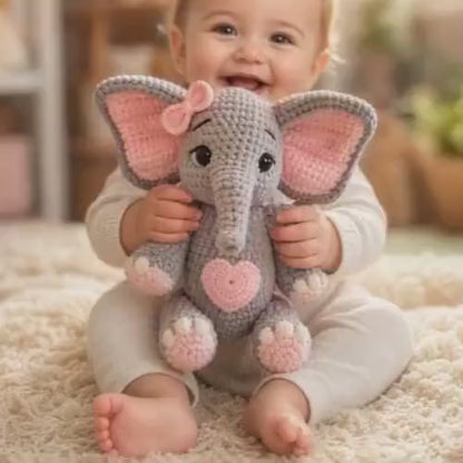 Einfaches häkeln Elefanten Muster, Amigurumi Digital Download PDF, süßes Tierspielzeug, Patron häkeln Elefanten, neues Baby Geschenk